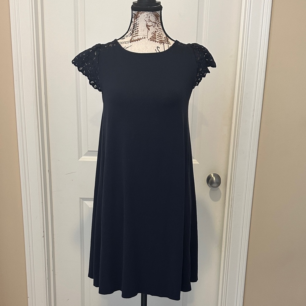 LOFT Navy Lace Detail Top